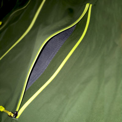 waterproof jacket with mesh pocket bags for ventilation